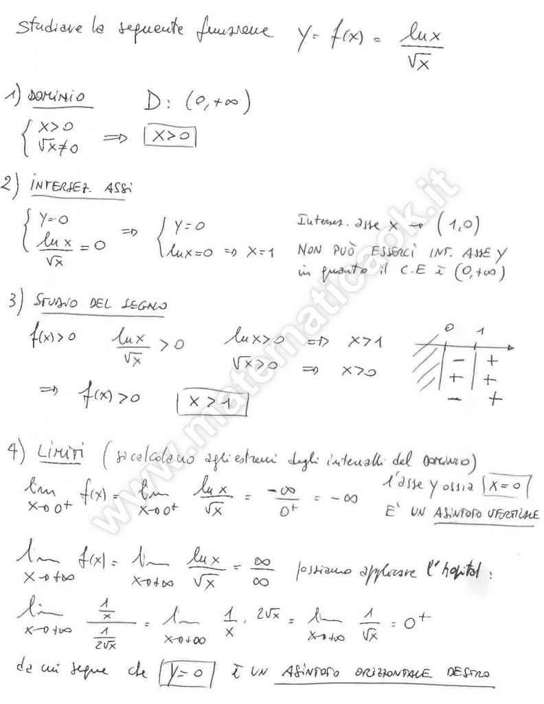 Studio di funzione logaritmica irrazionale fratta