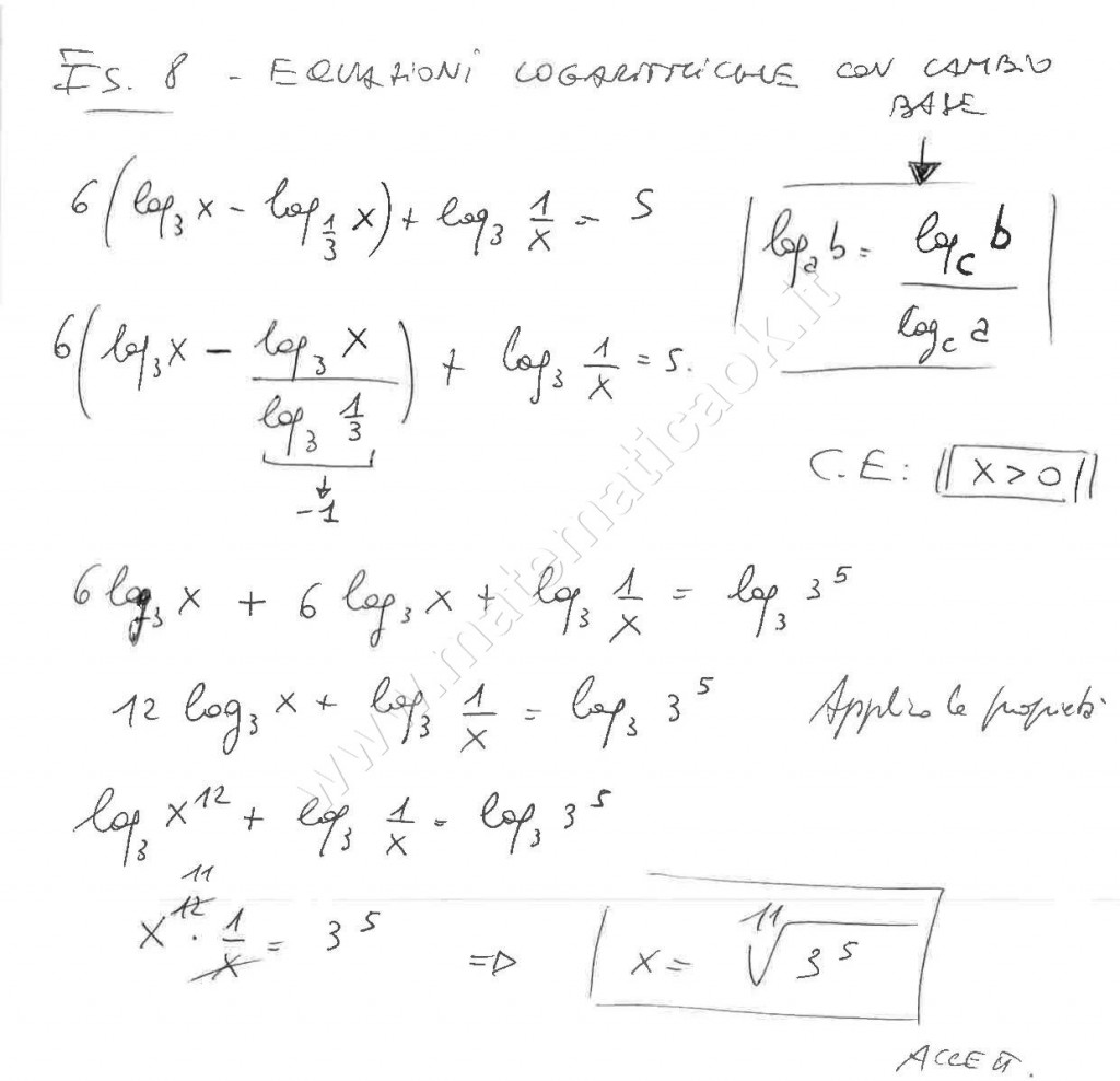 Equazioni logaritmiche con cambio di base