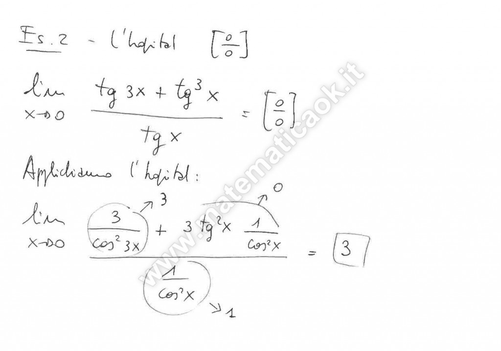 Teorema di De L'Hôpital: applicazioni forma indeterminata 0 su 0
