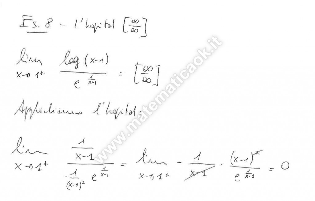 Teorema di De L'Hôpital: applicazioni forma indeterminata infinito su infinito