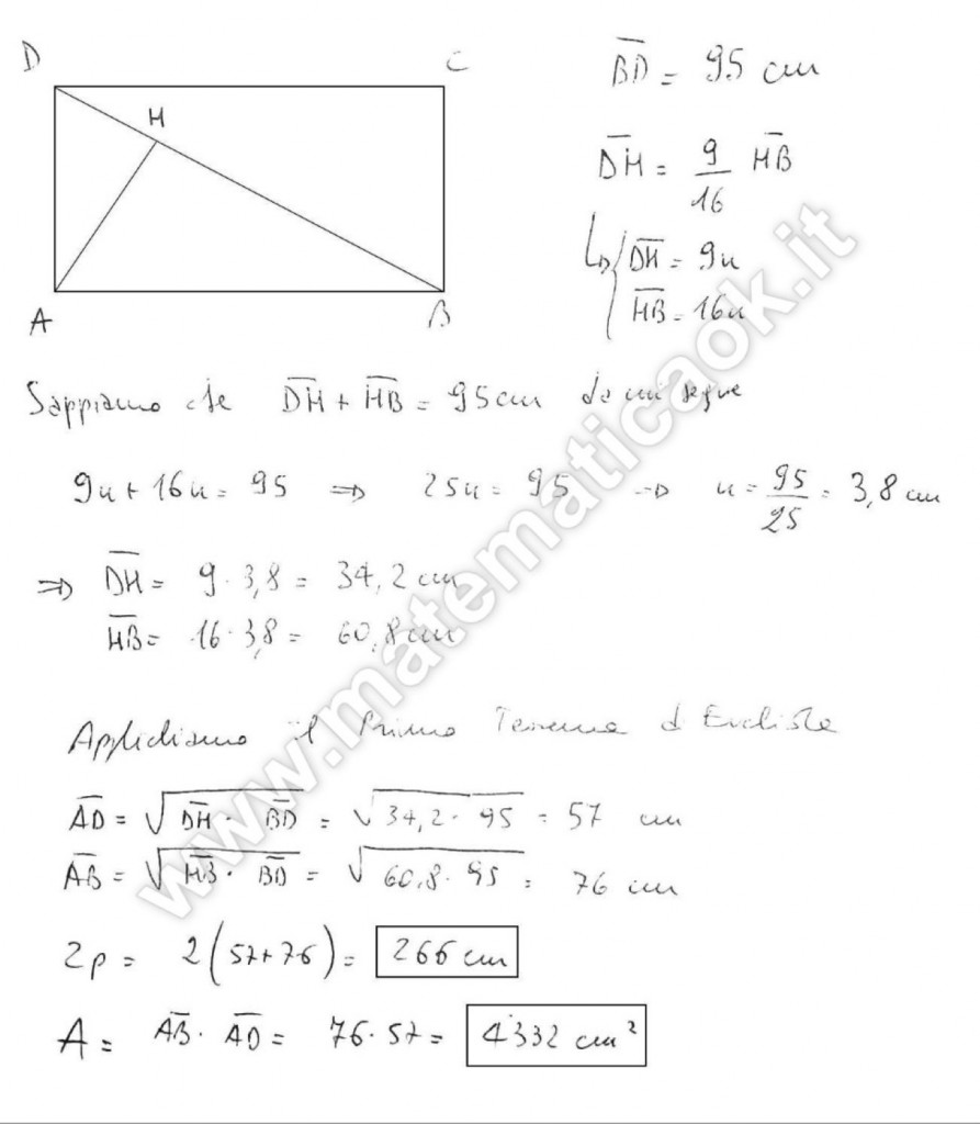 Rettangolo e primo teorema di Euclide