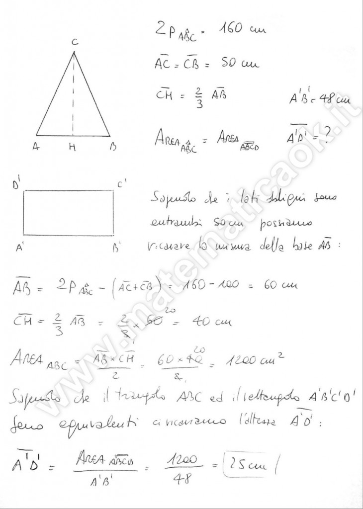 Triangolo isoscele equivalente a rettangolo